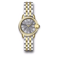 ساعة يد نسائية بسوار فضي ذهبي ومينا رمادي من بلاك...