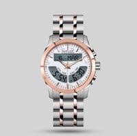 ساعة الفجر الحديث بتوقيتين حديد نحاسي موديل AL219T...