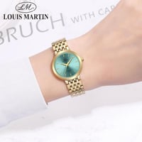 ساعة نسائية ماركة لويس مارتن ذهبي مينا ازرق