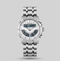 ساعة الفجر الحديث حديد بتوقيتين فضي موديل AL219SW