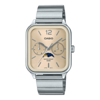 ساعة كاسيو بميناء بيج وسوار فضي شبيه ابل رجالي MTP...