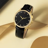 ساعة الفجر بريمير 360 النسائية جلد ذهبي