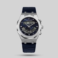 ساعة الفجر الحديث بتوقيتين جلد ازرق موديل AL333LSU...