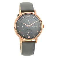 ساعة تيتان رجالي جلد Workwear Watch with Grey Dial...