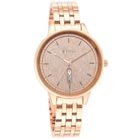 ساعة تيتان نسائي Workwear Rose Gold Dial Red Stain...