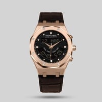 ساعة الفجر الحديث بتوقيتين جلد قولد روز موديل AL33...