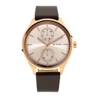 ساعة تيتان جلد رجالي Titan Evoke Champagne Dial Br...