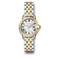 ساعة يد نسائية بسوار فضي ذهبي ومينا ابيض من بلاك م...