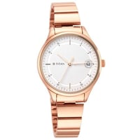 ساعة تيتان رجالي Workwear Silver Dial Rose Gold St...