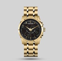 ساعة الفجر الحديث بتوقيتين حديد ذهبي موديل AL219GB