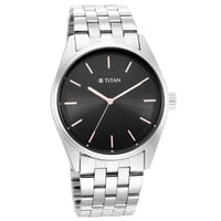 ساعة تيتان رجالي Workwear Black Dial Stainless Ste...