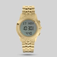 ساعة الفجر الحديث ستانلس ستيل مدور ذهبي موديل AL27...