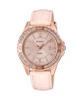 ساعة شين من كاسيو جلد SHE-4532PGL-4A