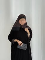 عباية مخمل بني مع دانتيل فرنسي