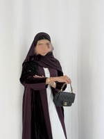 عباية كريب ليلكي مع مخمل مكسر