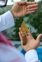 تعليقة كسرة العود شكل قلب فوق يد