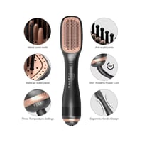 فرشاة حرارية لتمشيط وتجفيف الشعر 3 في 1 متعددة الو...
