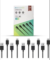 بكج من راف باور 5 كيابل مايكرو USB بأطوال مختلفه