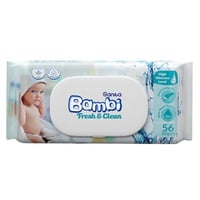 بامبي مناديل للتنظيف اليومي 56 حبه