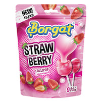 حلاوة مصاص نكهة فراولة مع العلكة بورقات 9 حبات