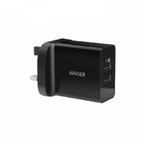 شاحن جداري انكر 24 واط بمنفذين USB للشحن - اسود