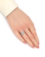 خاتم فضي للنساء تصميم فاخر مرصع بالزركون