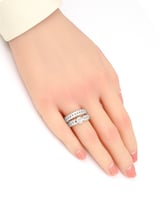 خاتم توينز فضي عريض مزين بالزركون