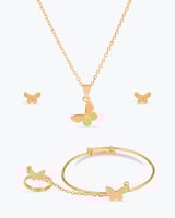 طقم اكسسوارات ذهبية للأطفال بتصميم الفراشة