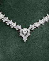 طقم مجوهرات للمناسبات بالزركون الفضي