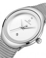 ساعة نسائية رسمية أنالوج لون فضي