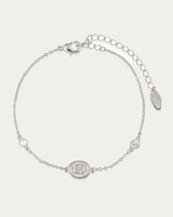 إسوارة نسائية رقيقة لون فضي مع حلية زركون دائرية ل...