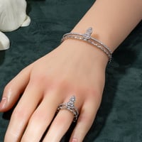 طقم اسوارة وخاتم بلمعة الألماس مزين بالزركون من خا...