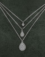 طقم شوكر سلسال مع حلق مزين بالزركون تصميم فضي