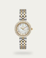 ساعة ذهبية فضية من خاتون تصميم كلاسيكي بإطار ماسي