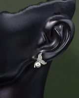 أقراط للنساء استايل لؤلؤة حورية البحر تصميم فضي