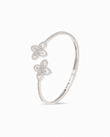 طقم اسوارة وخاتم تصميم زهرة ماسية مرصع بالزركون