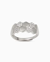 خاتم شومية فضي مرصع بفصوص الزركون