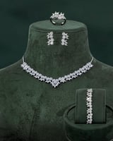 طقم زركون بلمعة الألماس مع ساعة، قلادة، إسوارة، خا...