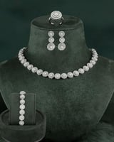 طقم فضي زركون للنساء بتصميم ماسي للمناسبات