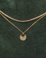 طقم شوكر سلسال وحلق مزين بالزركون تصميم ذهبي