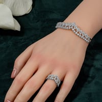 طقم اسوارة وخاتم بلمعة الألماس مزين بالزركون من خا...