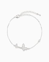 اسوارة الفراشات الماسية بتصميم فضي مرصعة بالزركون