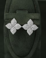 حلق نسائي فضي بتصميم ناعم بلمعة الألماس