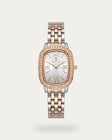 ساعة نسائية كلاسيكية تصميم فضي برونزي باطار ماسي م...