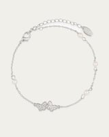 إسوارة الفراشات الفضية المرصعة بالزركون