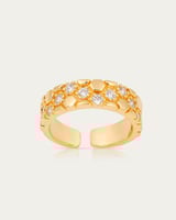 خاتم نسائي "دبلة" تصميم خلايا النحل الماسية المرصع...