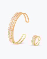 طقم ذهبي فاخر من الزركون اسوارة وخاتم