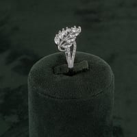 خاتم نسائي تصميم السنبلة فضي مزين بالزركون