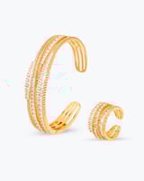 طقم ذهبي اسوارة مع خاتم فاخر بلمعة الألماس