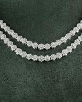 طقم اكسسوارات نسائية فضي من الزركون بدورين تصميم م...